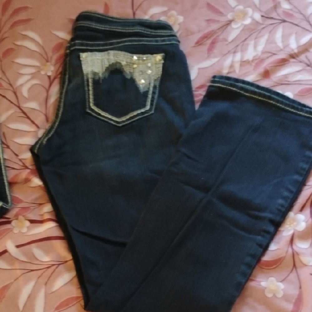 Ariat Women's Dark Blue Flare Jeans with Embellished Pocket